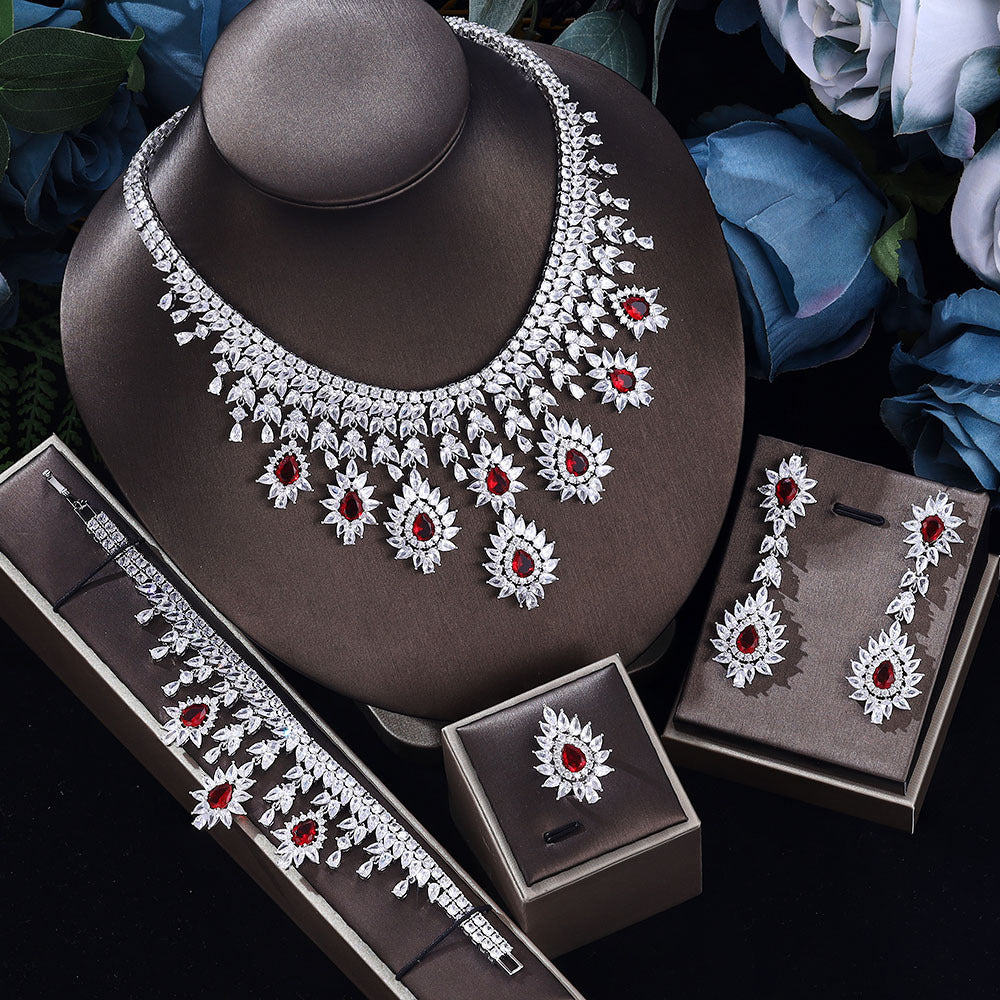 Women's Fashion Vintage Wedding Necklace Earrings Jewelry Set Cypto-OS