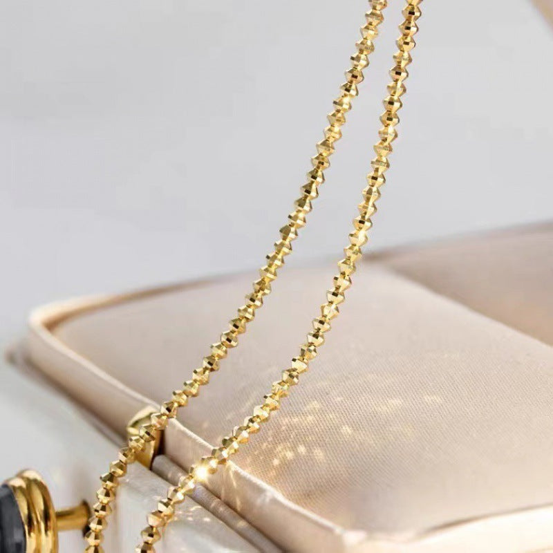 18K Gold Necklace Bungee Laser Bead Wave Bead Chain Cypto-OS
