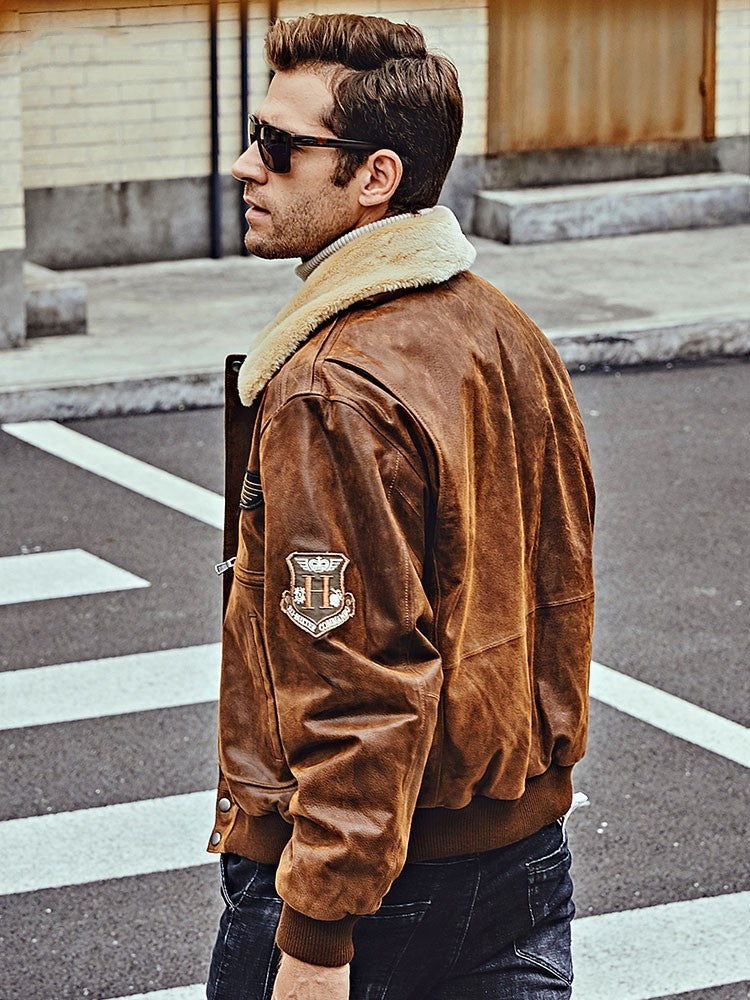 Men's Fur Collar With Cotton Leather Jacket Cypto-OS