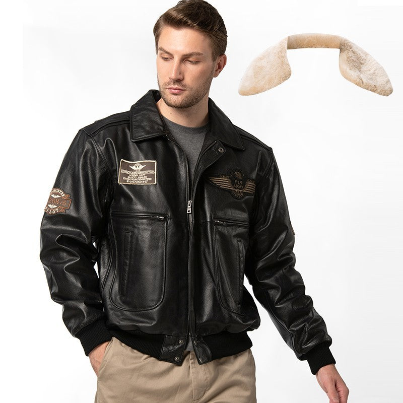 Men's Fur Collar With Cotton Leather Jacket Cypto-OS