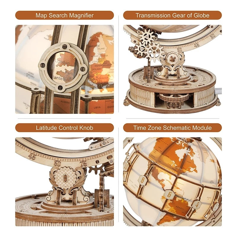 Robotime ROKR Luminous Globe 3D Wooden Puzzle Games Assemble Model Buliding Kits Toys Gift for Children Boy Support DropShipping Cypto-os-shop