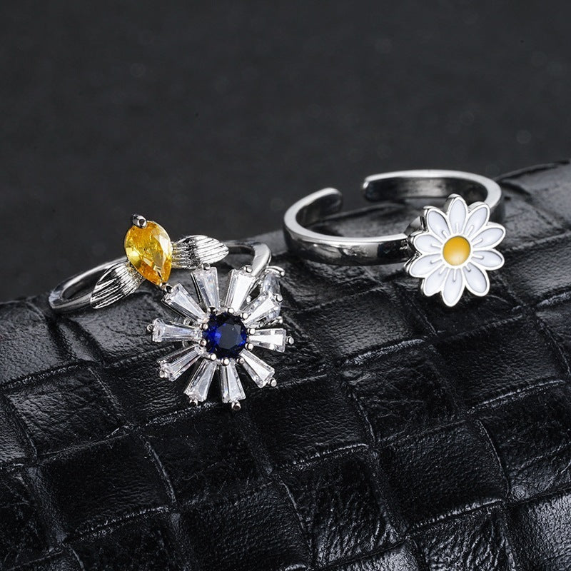 Turnable Rings Eyes Flowers Anxiety Rings For Women Fidget Spinner Ring Jewelry Cypto-os-shop
