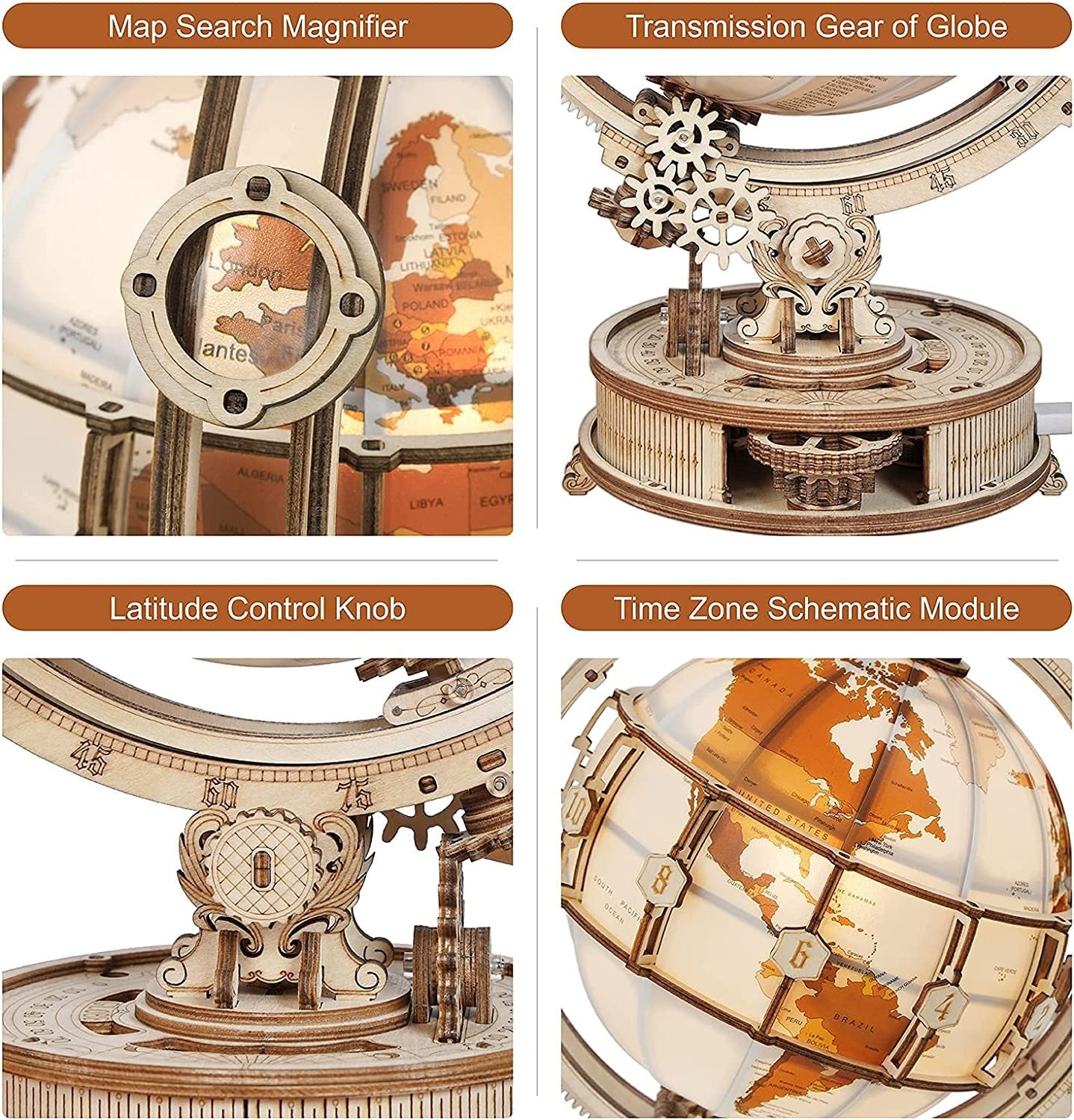 Rokr Luminous Globe 3D Wooden Hot Selling 180PCS Model Building Block Kits Toy Cypto-os-shop