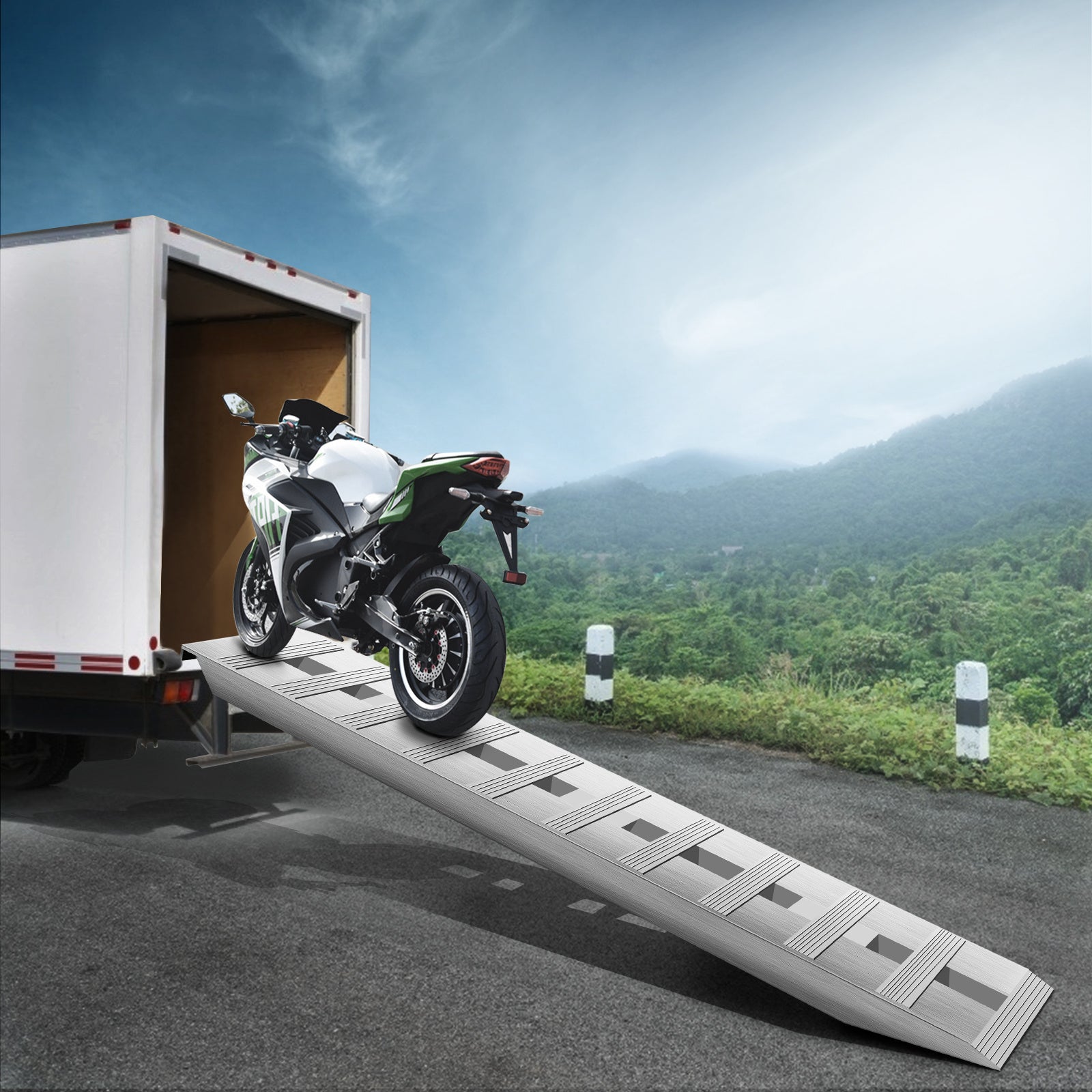VEVOR 60'X 12 X 2.5inch Aluminum Trailer Ramps 6000LBS Total Beavertail Hook End 1 Pair 2 Ramps Cypto-OS
