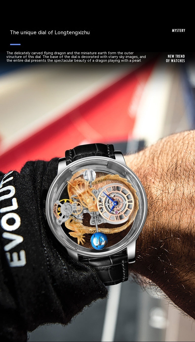 Men's Fashion Tourbillon Good Luck Comes Watch Cypto-OS