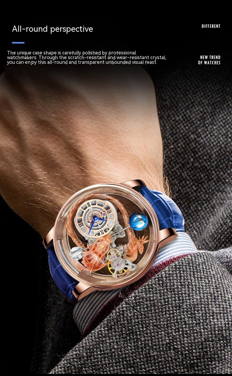 Men's Fashion Tourbillon Good Luck Comes Watch Cypto-OS