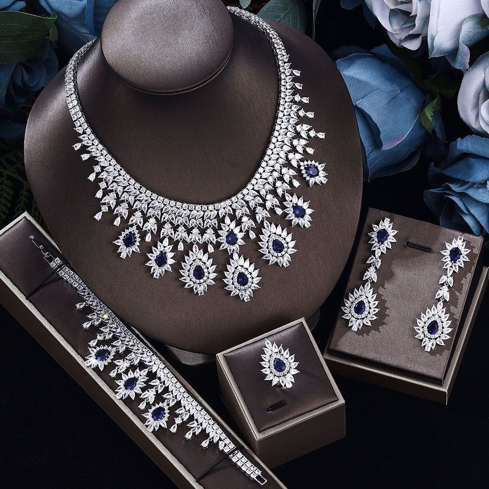 Women's Fashion Vintage Wedding Necklace Earrings Jewelry Set Cypto-OS