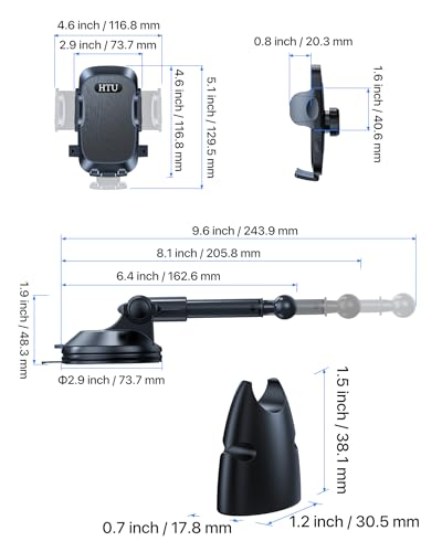 Phone Holders for Your Car [88 LBS Super Heavy Duty] Suction Cup Phone Holder Windshield/Dashboard/Window, Universal Car Phone Holder Mount, Compatible with iPhone, Samsung & Other Cellphone,Black Cypto-OS