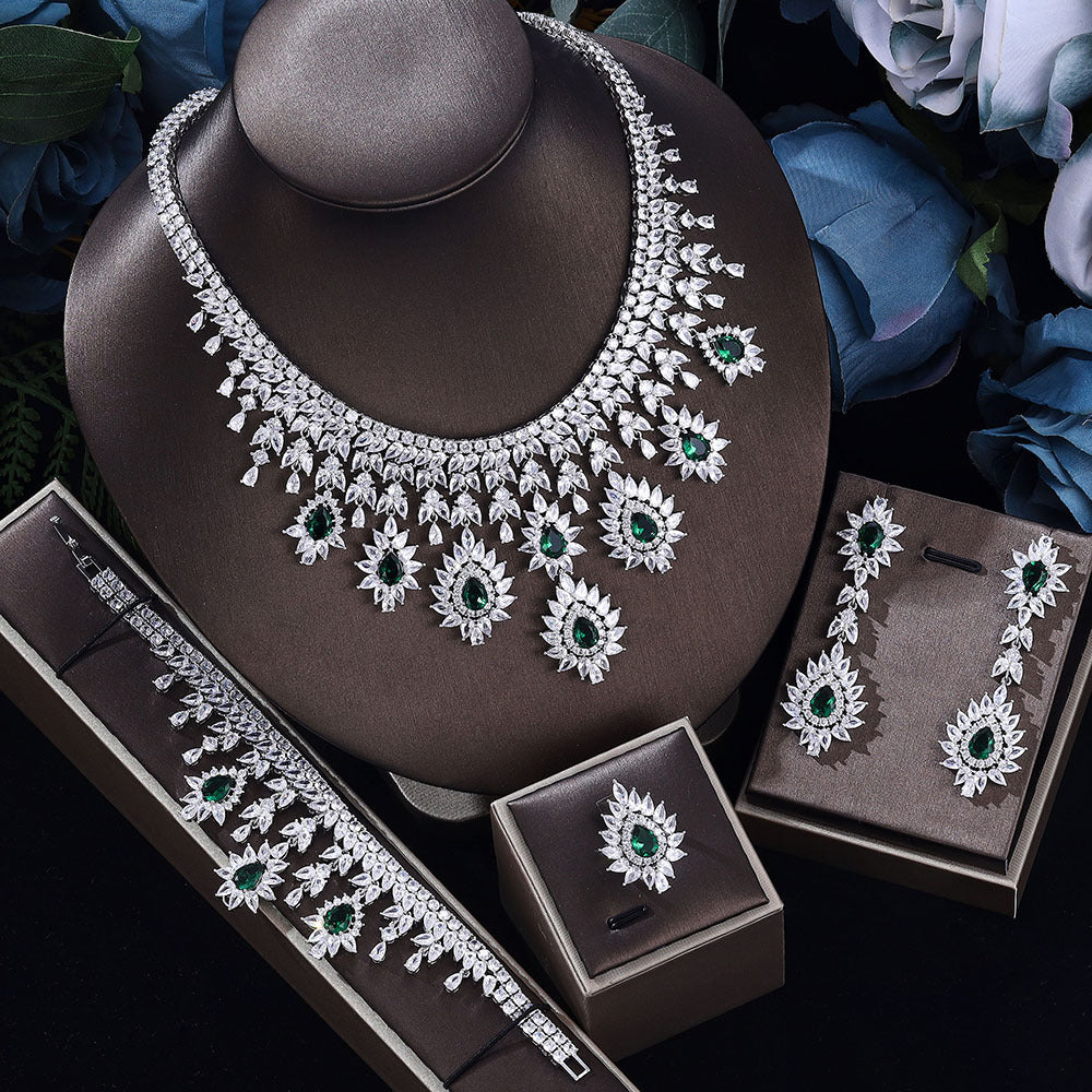 Women's Fashion Vintage Wedding Necklace Earrings Jewelry Set Cypto-OS