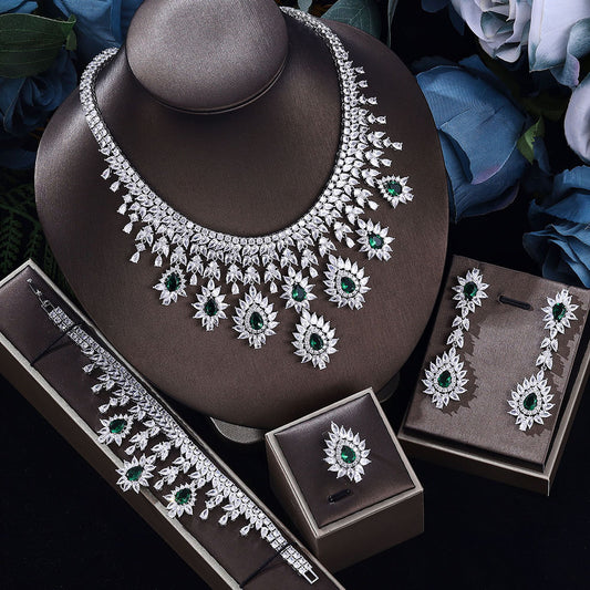 Women's Fashion Vintage Wedding Necklace Earrings Jewelry Set Cypto-OS