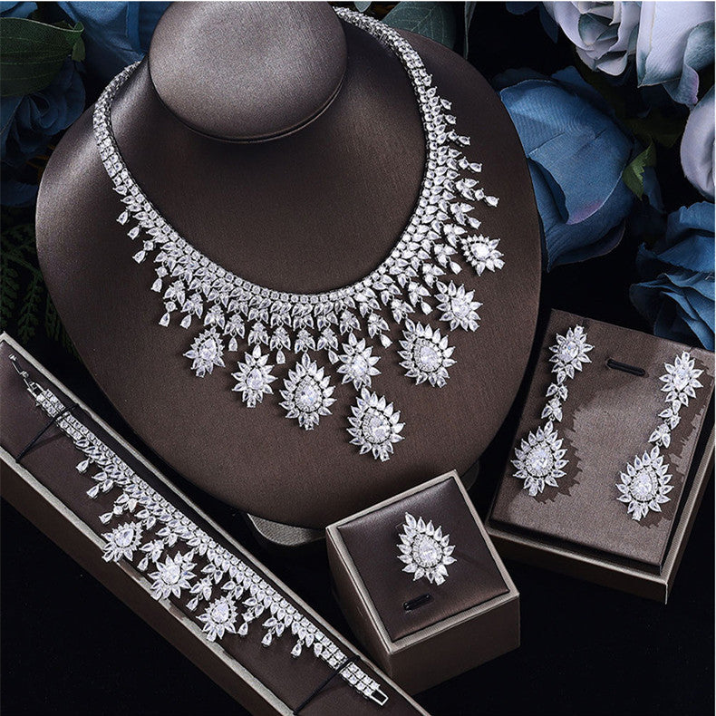 Women's Fashion Vintage Wedding Necklace Earrings Jewelry Set Cypto-OS