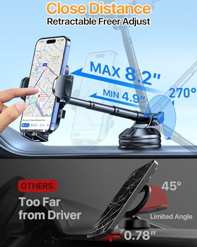 Phone Holders for Your Car [88 LBS Super Heavy Duty] Suction Cup Phone Holder Windshield/Dashboard/Window, Universal Car Phone Holder Mount, Compatible with iPhone, Samsung & Other Cellphone,Black Cypto-OS