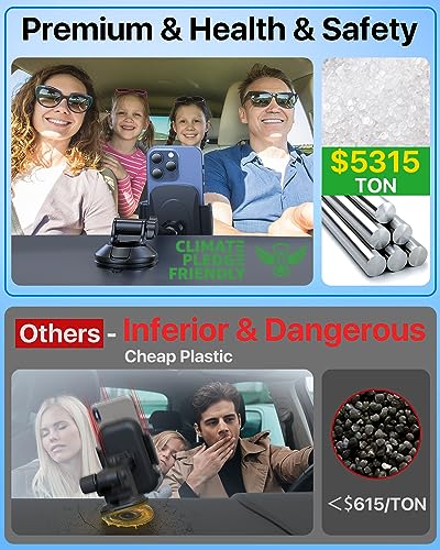 Phone Holders for Your Car [88 LBS Super Heavy Duty] Suction Cup Phone Holder Windshield/Dashboard/Window, Universal Car Phone Holder Mount, Compatible with iPhone, Samsung & Other Cellphone,Black Cypto-OS
