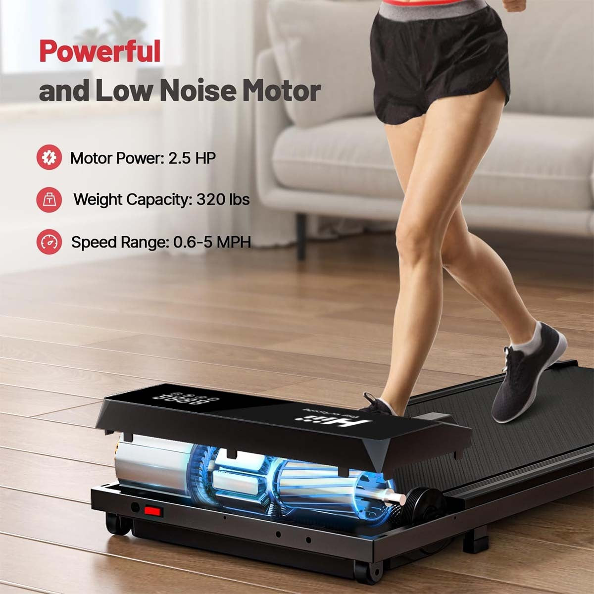 Under Desk Walking Mat Treadmill, Small Portable Office And Home Treadmill, Quiet And Lightweight Flatbed Treadmill With Remote Control Cypto-OS