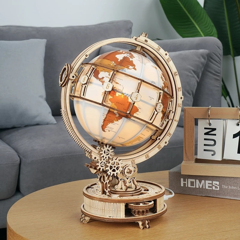 Robotime ROKR Luminous Globe 3D Wooden Puzzle Games Assemble Model Buliding Kits Toys Gift for Children Boy Support DropShipping Cypto-os-shop