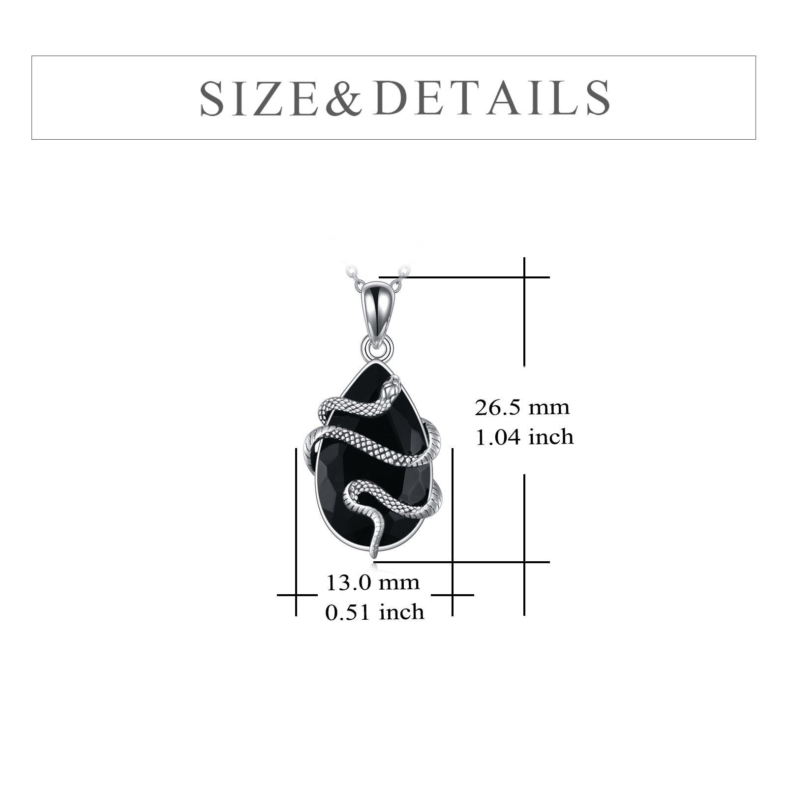 Sterling Silver Black Obsidian Tourmaline Crystal Snake Necklace Jewelry as Gifts Cypto-os-shop