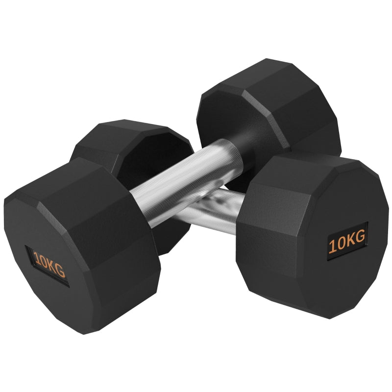SPORTNOW 2 X 10kg Dumbbells Weights Set With 12-Sided Shape And Non-Slip Grip For Men Women Home Gym Workout Cypto-OS
