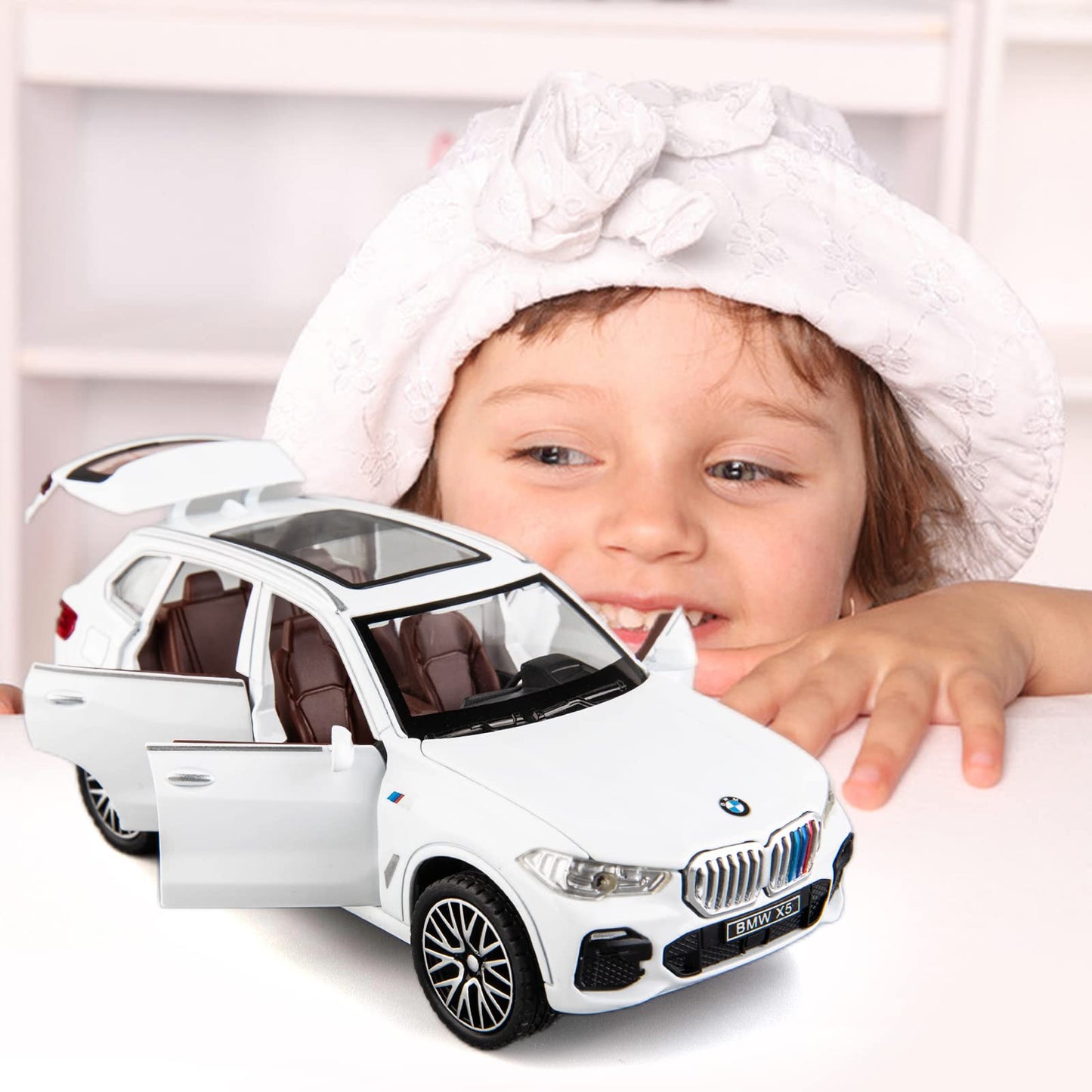 BDTCTK 1:32 Comapatible for X5 SUV Model Car Toy, Zinc Alloy Pull Back Toy car with Sound and Light for Kids Boy Girl Gift(Black) Cypto-OS