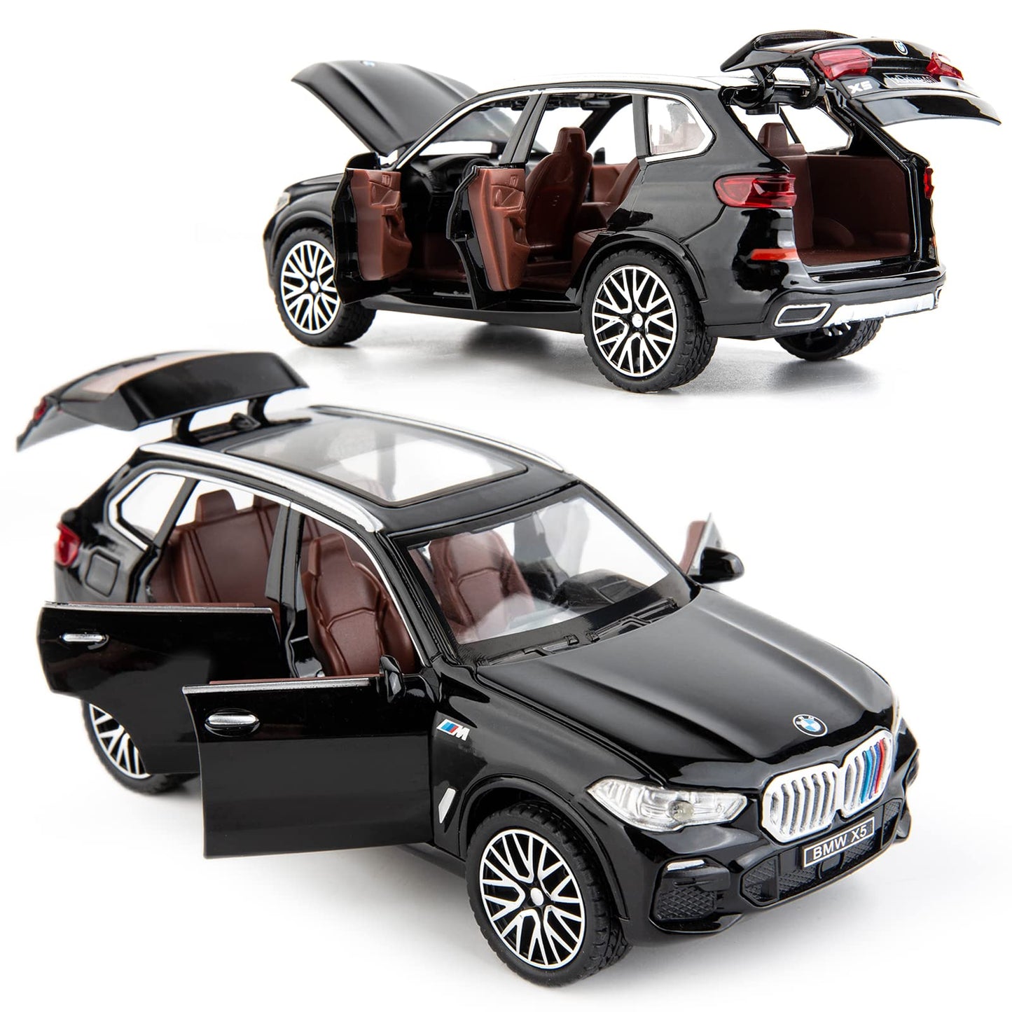 BDTCTK 1:32 Comapatible for X5 SUV Model Car Toy, Zinc Alloy Pull Back Toy car with Sound and Light for Kids Boy Girl Gift(Black) Cypto-OS