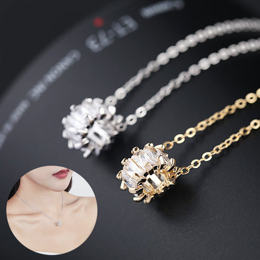 Cylinder Zircon Necklace Rhinestones Ins Fashion Jewelry Accessories Cypto-os-shop