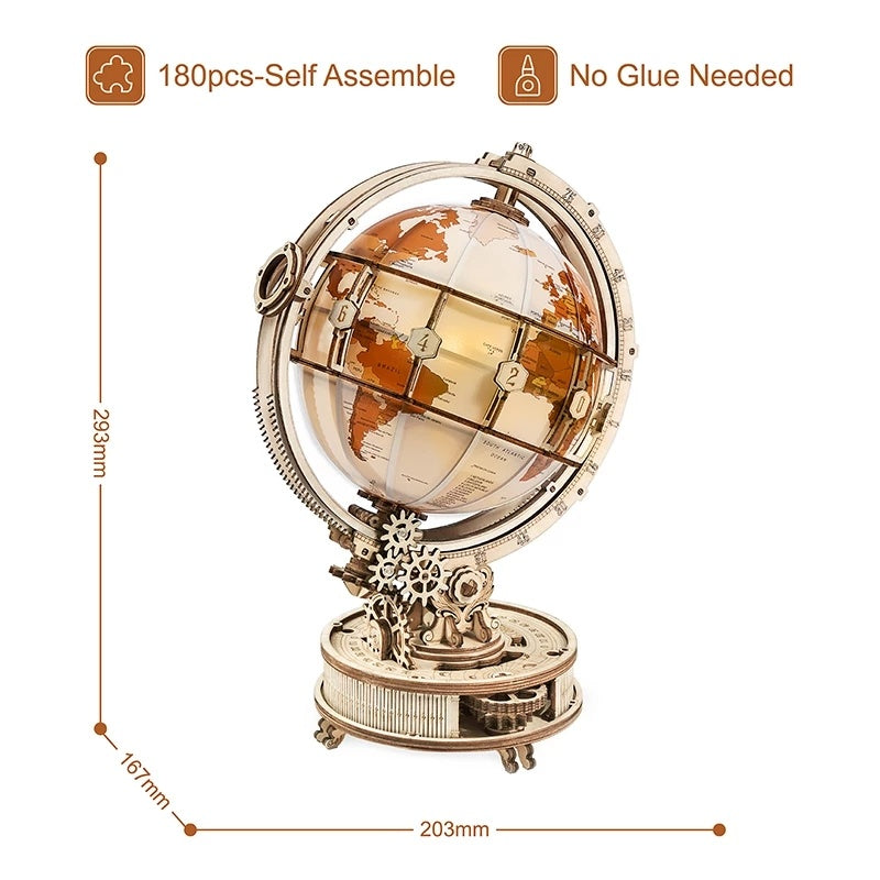 Robotime ROKR Luminous Globe 3D Wooden Puzzle Games Assemble Model Buliding Kits Toys Gift for Children Boy Support DropShipping Cypto-os-shop