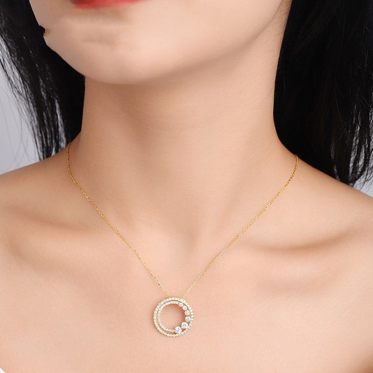 18K Gold Rose Gold Diamond Necklace Round Cypto-OS