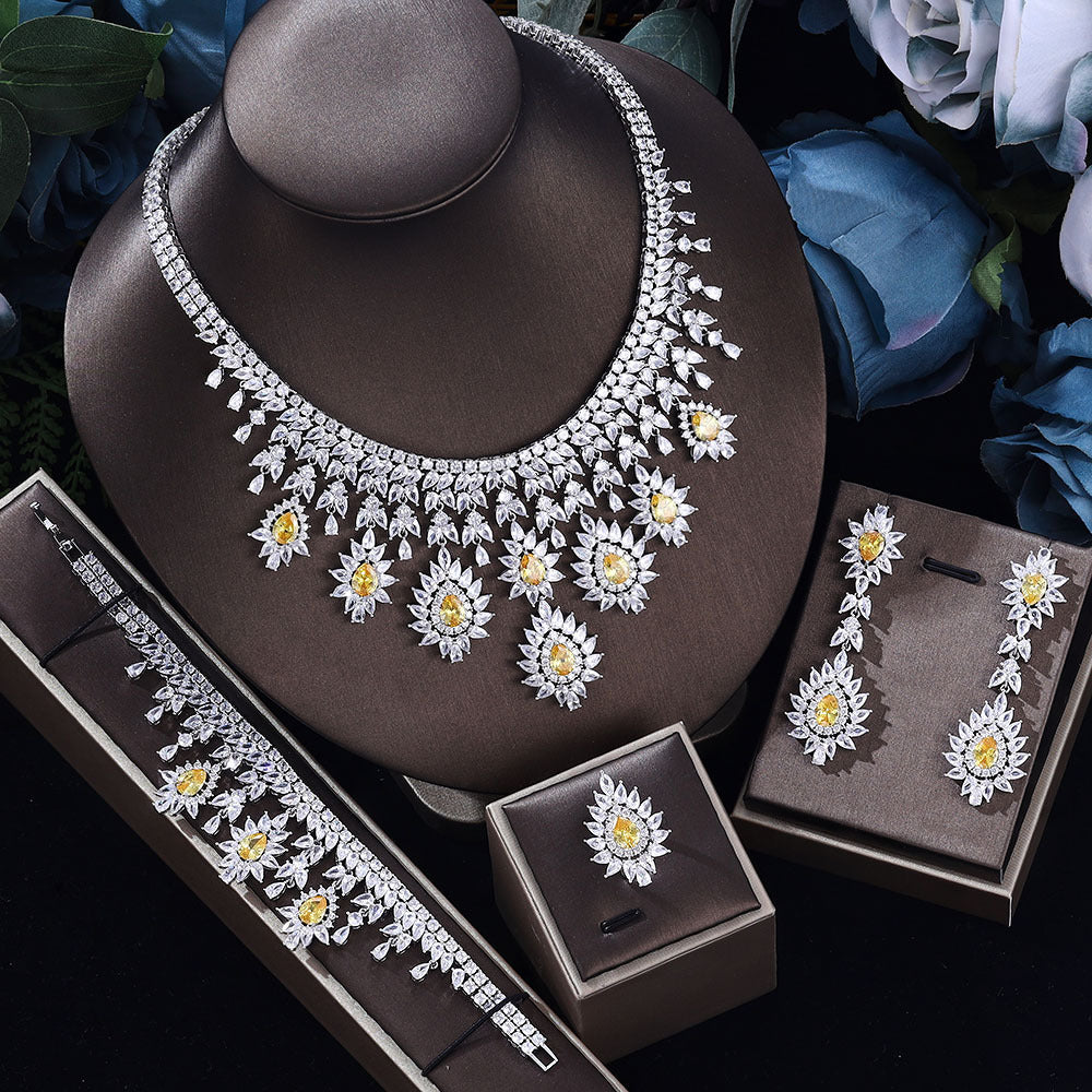 Women's Fashion Vintage Wedding Necklace Earrings Jewelry Set Cypto-OS