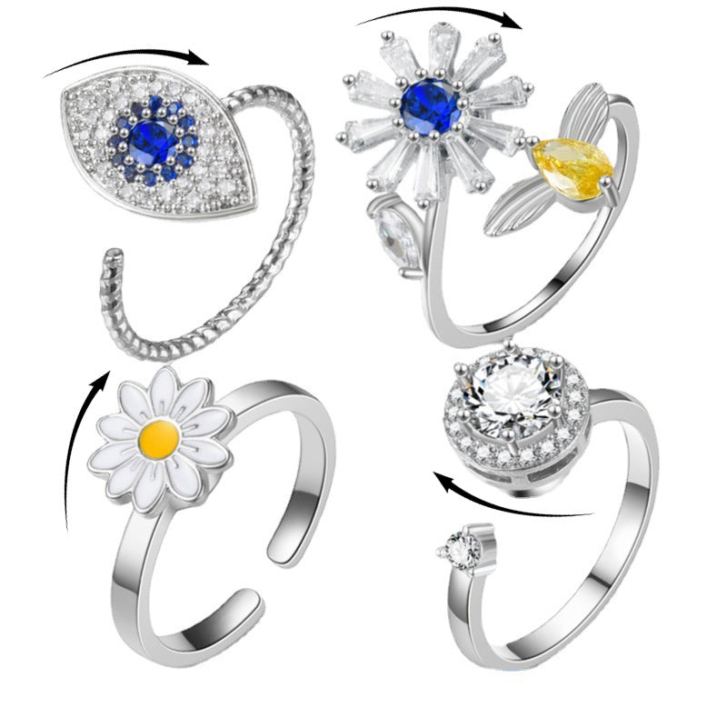 Turnable Rings Eyes Flowers Anxiety Rings For Women Fidget Spinner Ring Jewelry Cypto-os-shop