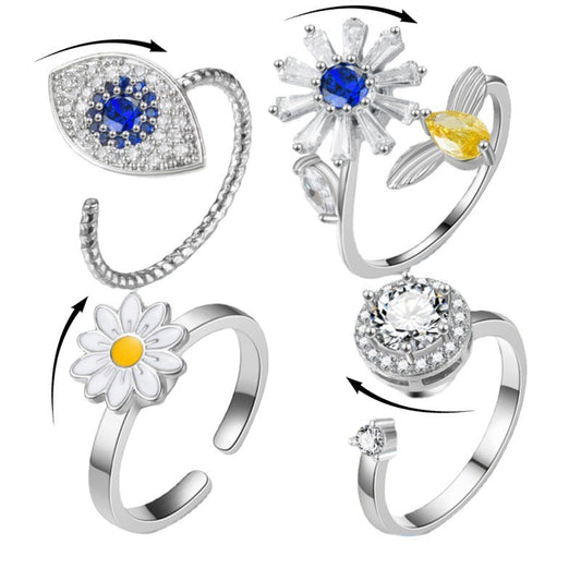 Turnable Rings Eyes Flowers Anxiety Rings For Women Fidget Spinner Ring Jewelry Cypto-os-shop