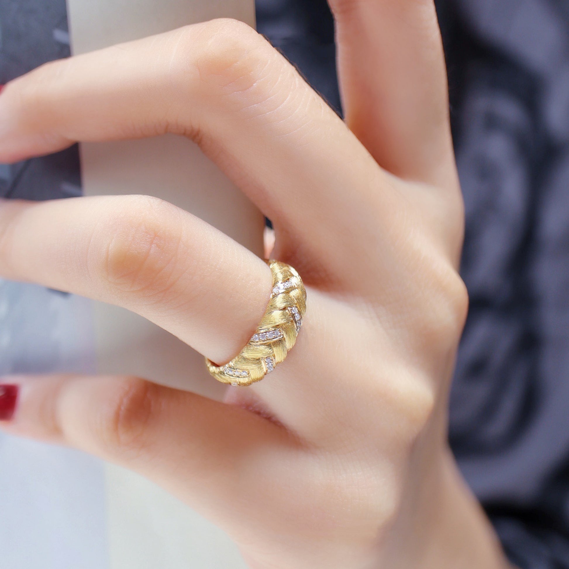 Women's Fashionable Simple Diamond Brushed Ring Cypto-OS