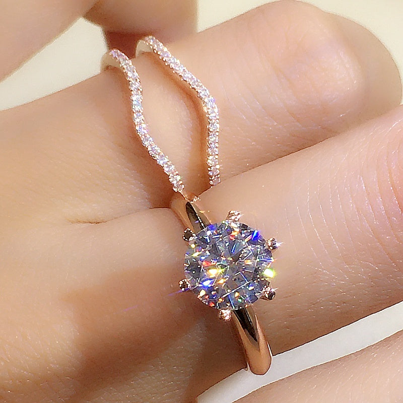 18K Gold Two-in-one Mosonite For Women's Matching Ring - Cypto-OS