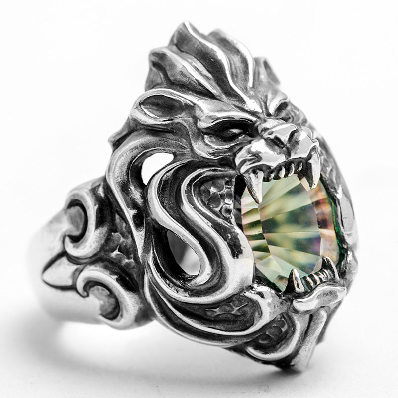 Men's Personality Thai Silver Lion Head Ring Cypto-OS