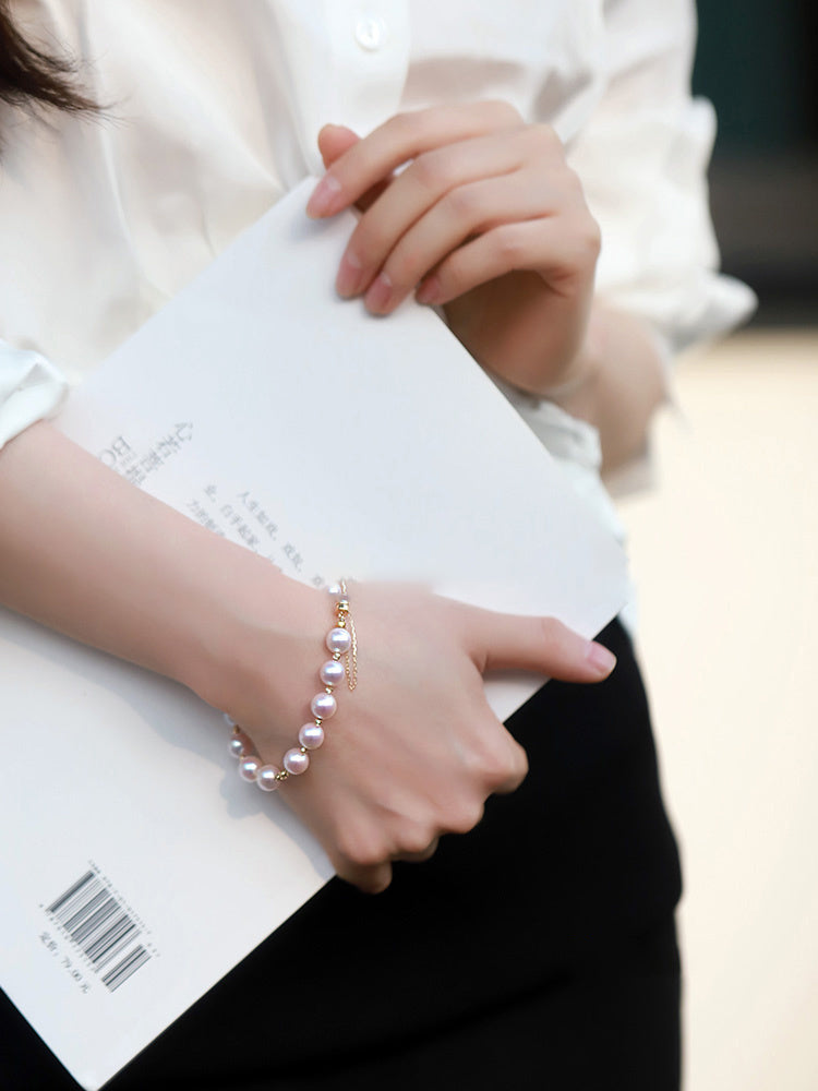 Blue Rose Laser 18K Gold Pearl Bracelet Cypto-OS