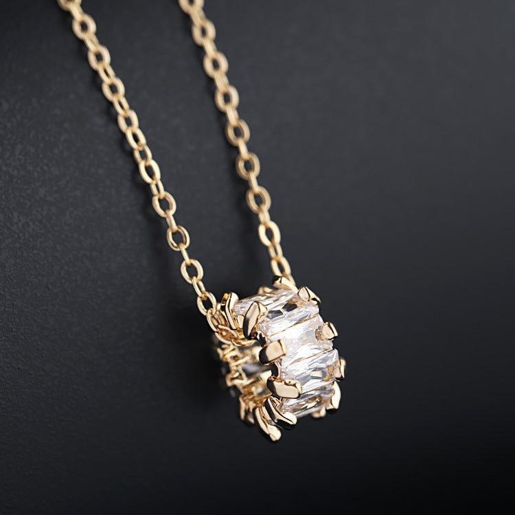 Cylinder Zircon Necklace Rhinestones Ins Fashion Jewelry Accessories Cypto-os-shop