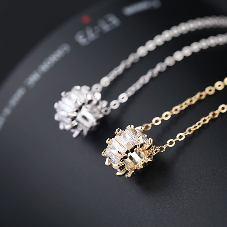 Cylinder Zircon Necklace Rhinestones Ins Fashion Jewelry Accessories Cypto-os-shop