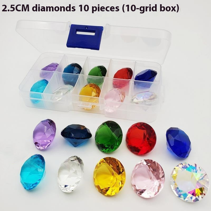 Toy Ten-color Glass Crystal Gem Gift Box Ten-grid Box Cypto-OS