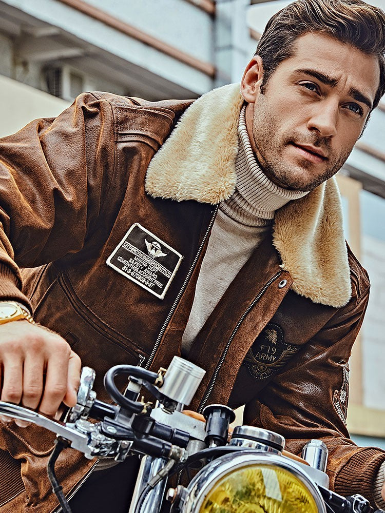 Men's Fur Collar With Cotton Leather Jacket Cypto-OS