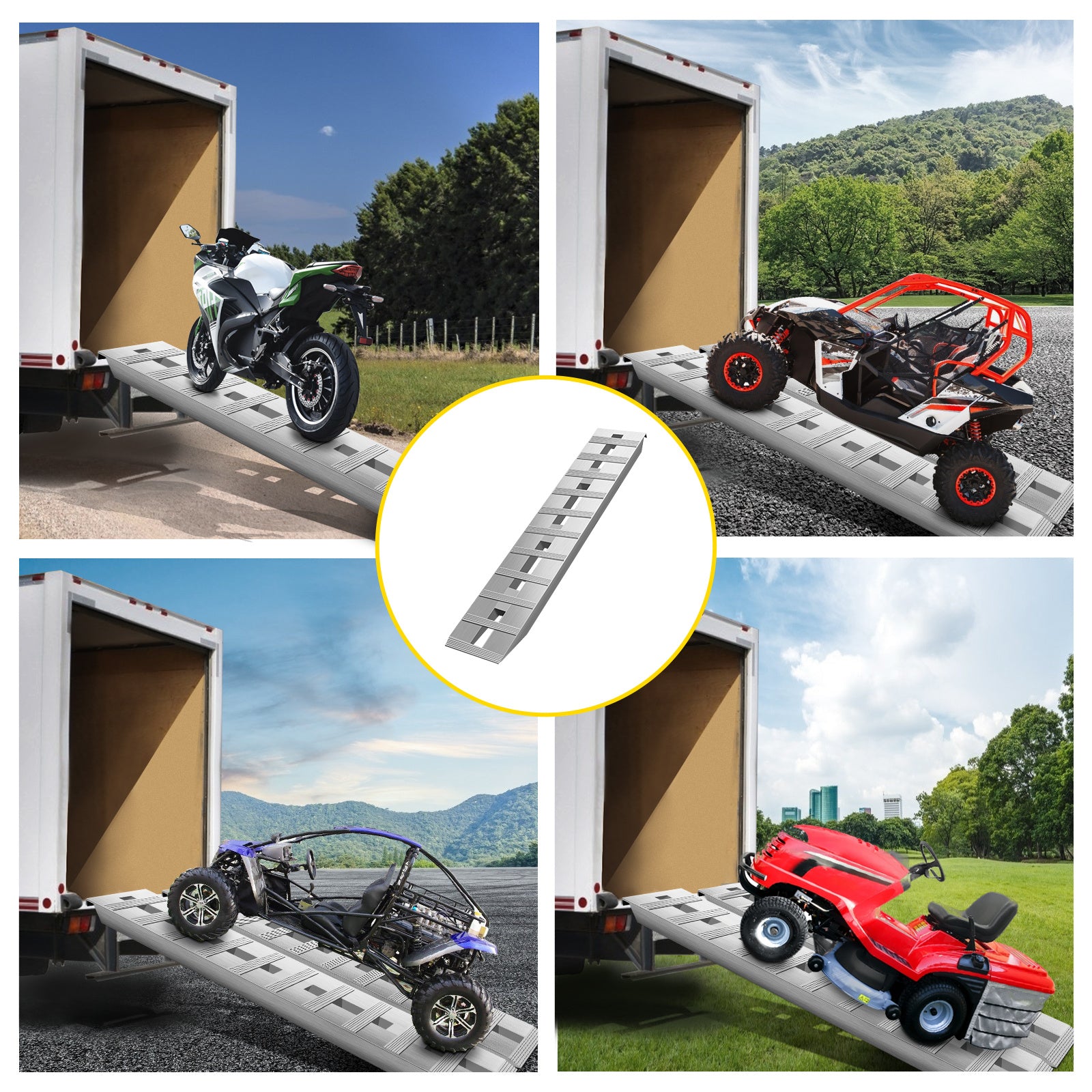 VEVOR 60'X 12 X 2.5inch Aluminum Trailer Ramps 6000LBS Total Beavertail Hook End 1 Pair 2 Ramps Cypto-OS