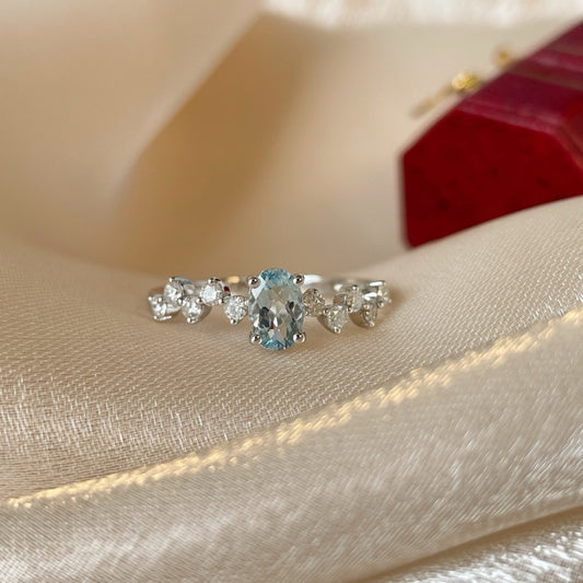 Women's Fashion Aquamarine Diamond Ring Cypto-OS